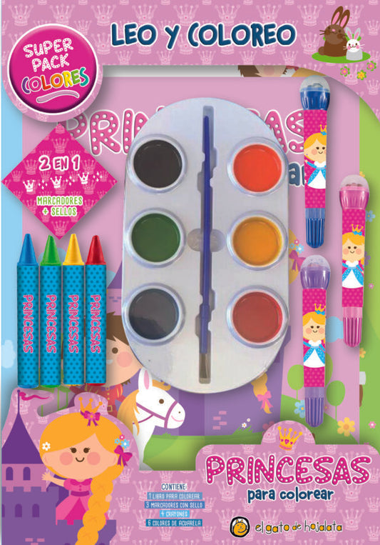 Princesas para colorear. Leo y coloreo superpack