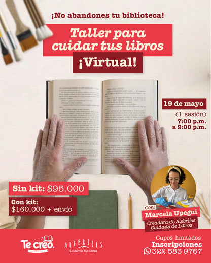 TALLER CUIDADO DE LIBROS VIRTUAL | CON KIT